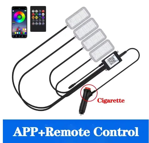 LED Car Interior Ambient Lights Auto RGB Decorative Lamp Foot Strip Lighting Kit Accessories Remote App Music Control