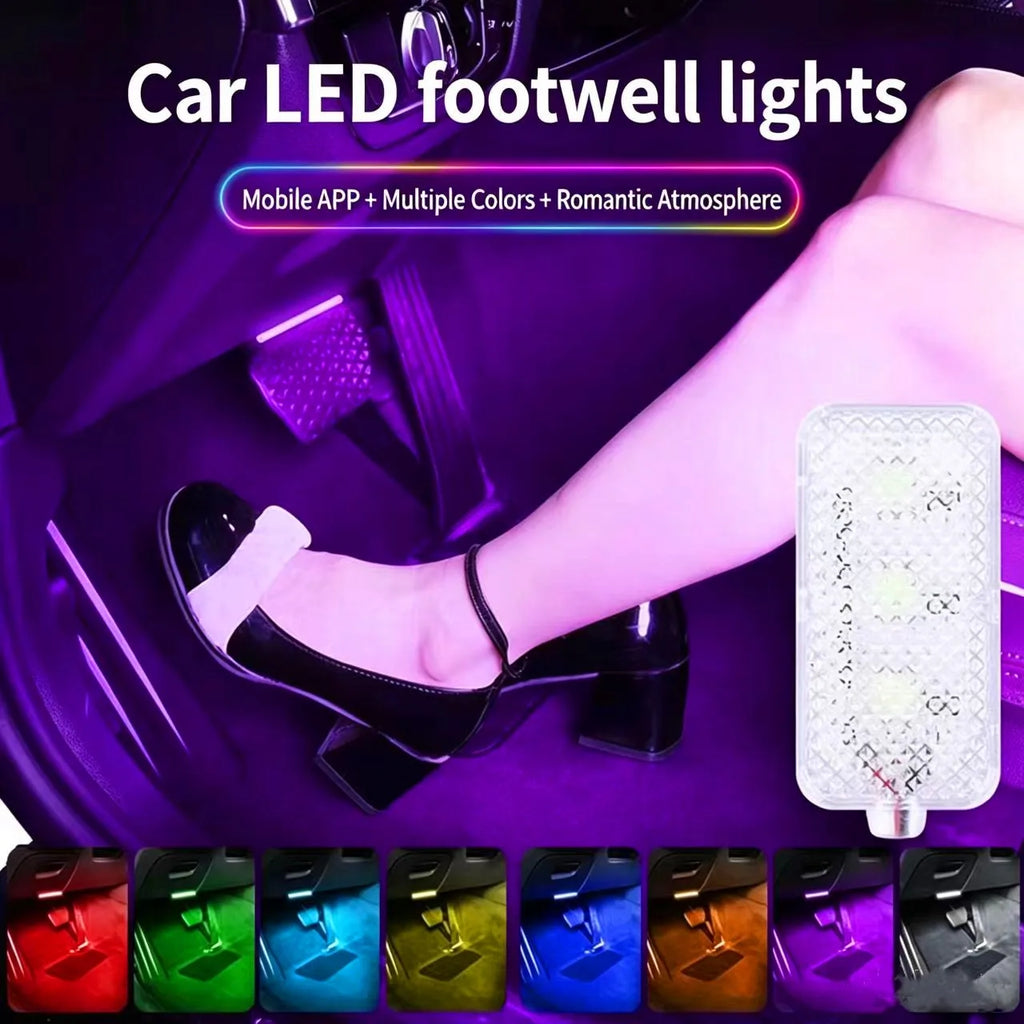 LED Car Interior Ambient Lights Auto RGB Decorative Lamp Foot Strip Lighting Kit Accessories Remote App Music Control