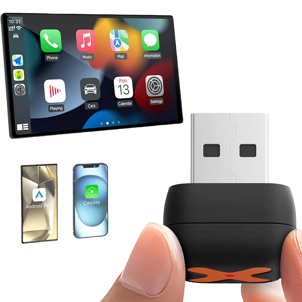 Wireless CarPlay Car Adapter 2025 Upgrade Car Play,Compatible with for iPhone iOS 10+/Android 11+,USB‑C/USB‑A,Cars from 2016